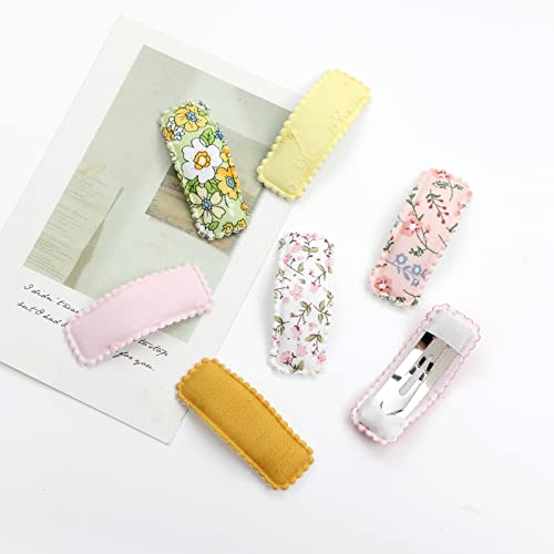 Dizila 40 Pcs/20 Pairs Non Slip Solid Floral Striped Cloth Wrapped Rectangle Snap Hair Clips Bang Barrettes Hair Accessories For Baby Girls Toddlers Kids Teens #TOP5