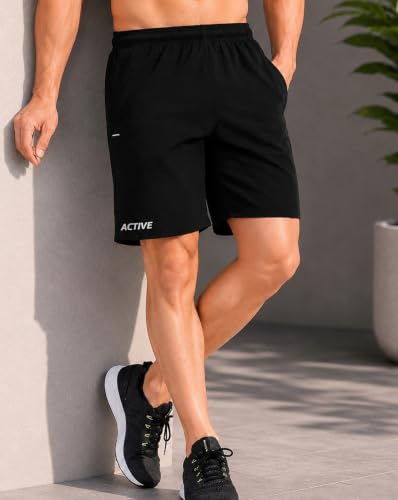Image of AUSK Men's Running Gym Workout Sports Shorts with Elastic Waistband Side Pockets Quick Dry Breathable Activewear Shorts for Men Combo Pack of 4