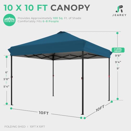 Image of JEAREY 10x10 Pop Up Canopy Tent, Easy Up Outdoor Market Canopy, Lake Blue