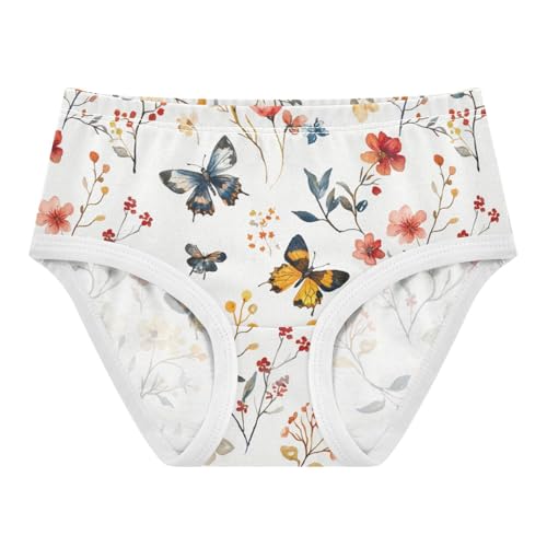 ZZKKO Butterfly Floral Farmhouse Girls Underwear Toddler Panties for Girls Comfort Brief Size 2T-8Y