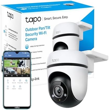 TAPO TP-Link Tapo 1080p Full HD Outdoor Pan/Tilt Security Wi-Fi Camera, 360° Motion Detection, IP65 Weatherproof, Night Vision, Cloud &SD Card Storage, Compatible with Alexa&Google Home (Tapo C500) White (UK Version)