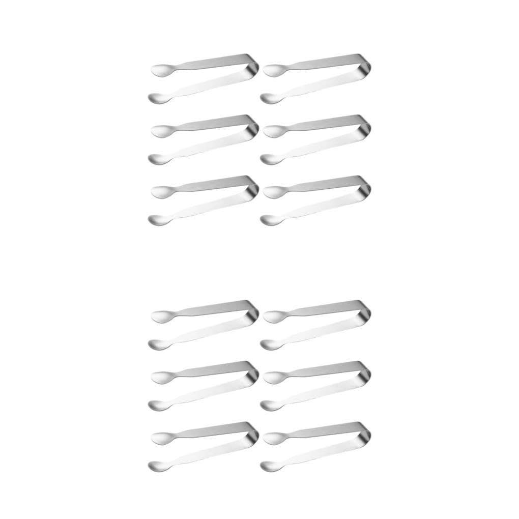 susiodeu 2 Set of Stainless Steel Ice Tongs - No Smell No Hurt Hands Save Time and Effort Good Material Kitchen Clip Easy to Store 11cm, 11cm 2Set