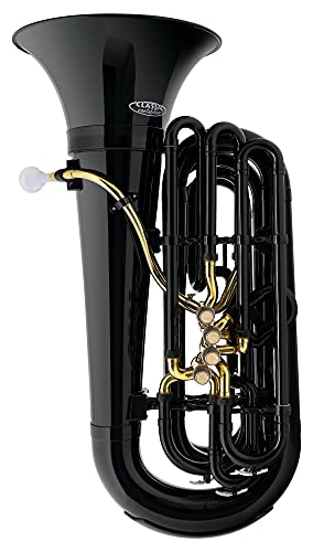 Classic Cantabile MardiBrass Tuba Bb De Plástico - Extremadamente ligera y muy estable - Material del cuerpo: plástico ABS - Tubo de boquilla y máquina de latón - con funda y boquilla - Color: negro