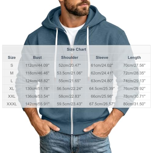 Mens Full Zip Hoodies Fashion Fleece Drawstring Hooded Sweatshirts Jackets - image 5