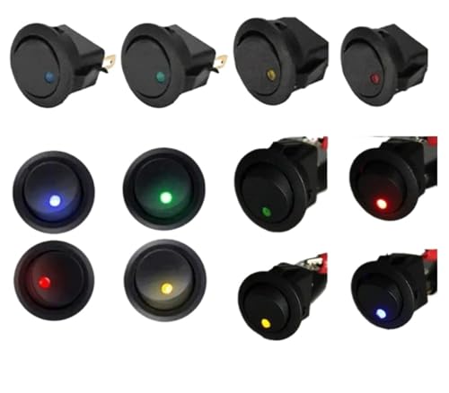 Interruptor rocker KCD1 220V con luz LED amarilla redonda para control ON/OFF SPST 7