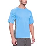 Baleaf Men's Short Sleeve Surf Shirt Rashguard Shirts UPF 50+ Lake Blue Size M