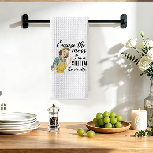 Image of Hanamiya Na Funny Kitchen Towels, Hostess Gifts for Women, Reusable Tea Towels for Kitchen Home Farmhouse Decor, Funny Waffle Weave Dish Drying Towel, Ladies Gifts for Women Mom, 24x14 Inch