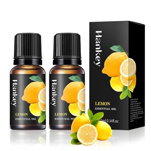 Aceite esencial de limón,Aceites Esenciales de Limón,aceites esenciales puros de limón,Aceites Esenciales Naturales,Aceite Esencial Eucalipto para Difusor,Aromaterapia,SPA,Masaje,Jabón, 2x10ml