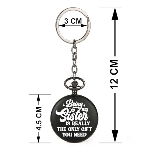 Image of Vintage Gandhi Style Pocket Watch with Engraved Designs & Messages Royal Black Analog for Men Women & Kids Includes Key Ring for car or Bike Keys Ideal Gift