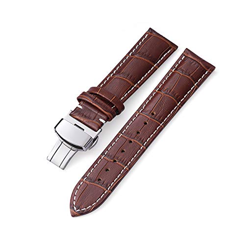 時計バンドには展開バックルが付属-アリゲーターグレインレザー時計バンド-色の選択-16mm 17mm 18mm 19mm 20mm 21mm 22mm 24mmストラップ