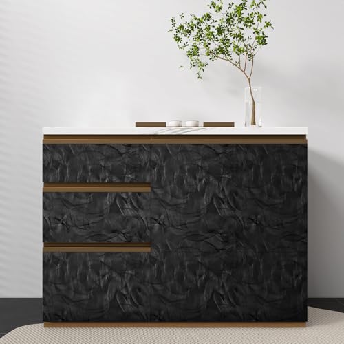 Papel tapiz negro moderno lavable y removible para proteger y decorar gabinetes de cocina 4