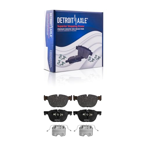 Image of Detroit Axle - Front Brake Kit for 2007-2018 BMW X5, 2011-2019 X6 | Drilled Slotted Disc Brakes Rotors Ceramic Brake Pads w / Hardware 2012 2013 2014 2015 2016 2017 Replacement 13.07 inch inch Rotor