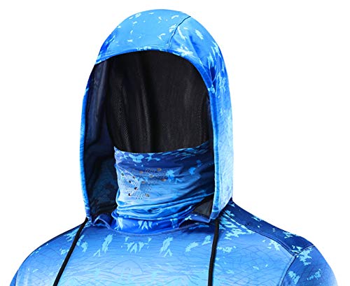 Performance Fishing Hoodie with Face Mask UPF50 Sunblock Shirt Hooded Long Sleeve with Drawstrings Pocket2