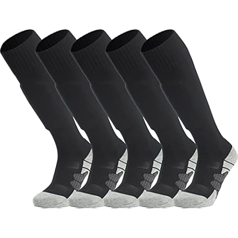 APTESOL Youth Cushion Soccer Socks Knee High Multiple Sizes/Color Team Soprt Socks for Boys Girls Men Women [5-Pack Black,XS] Cover