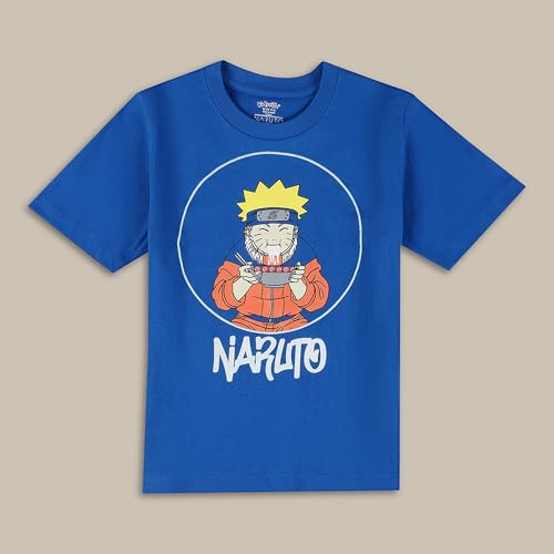 Image of Kidsville Official Naruto Anime Boys Half Sleeves Round Neck Graphic Character Printed Regular Fit Pure Breathable Cotton Fabric Tshirt