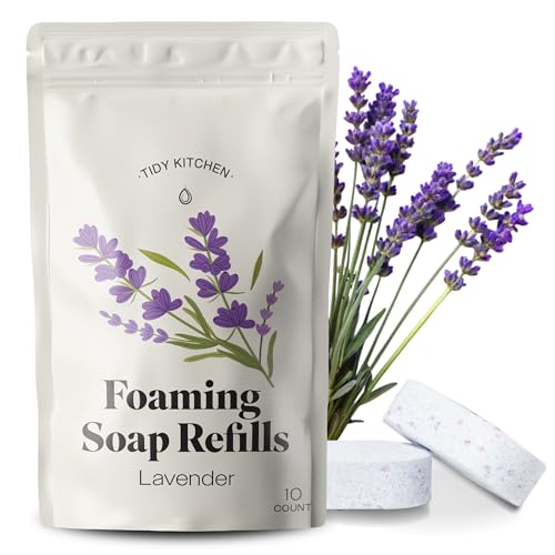 Image of Tidy Kitchen Foaming Hand Soap Refill Tablet, 10 Count Pack, Lavender | Dissolves in Warm Water, Gentle Moisturizing Foam, Fits Most Foaming Dispensers, Convenient, Fresh Scent, For Kitchen & Bath