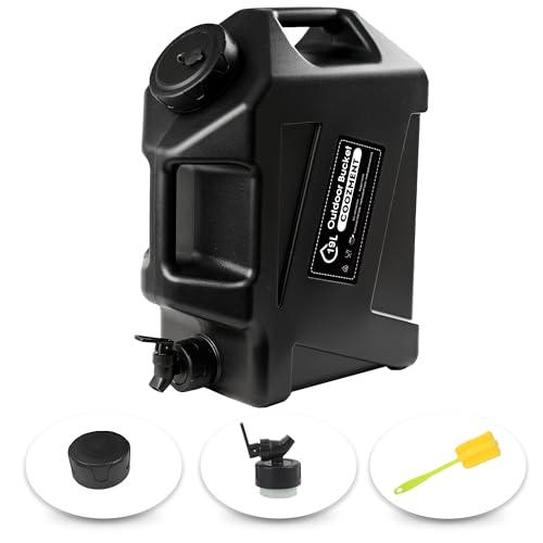 COOZMENT 5 Gallon (19L) Portable Water Containers with Spigot, BPA Free Water Jug, Black Water Tank...