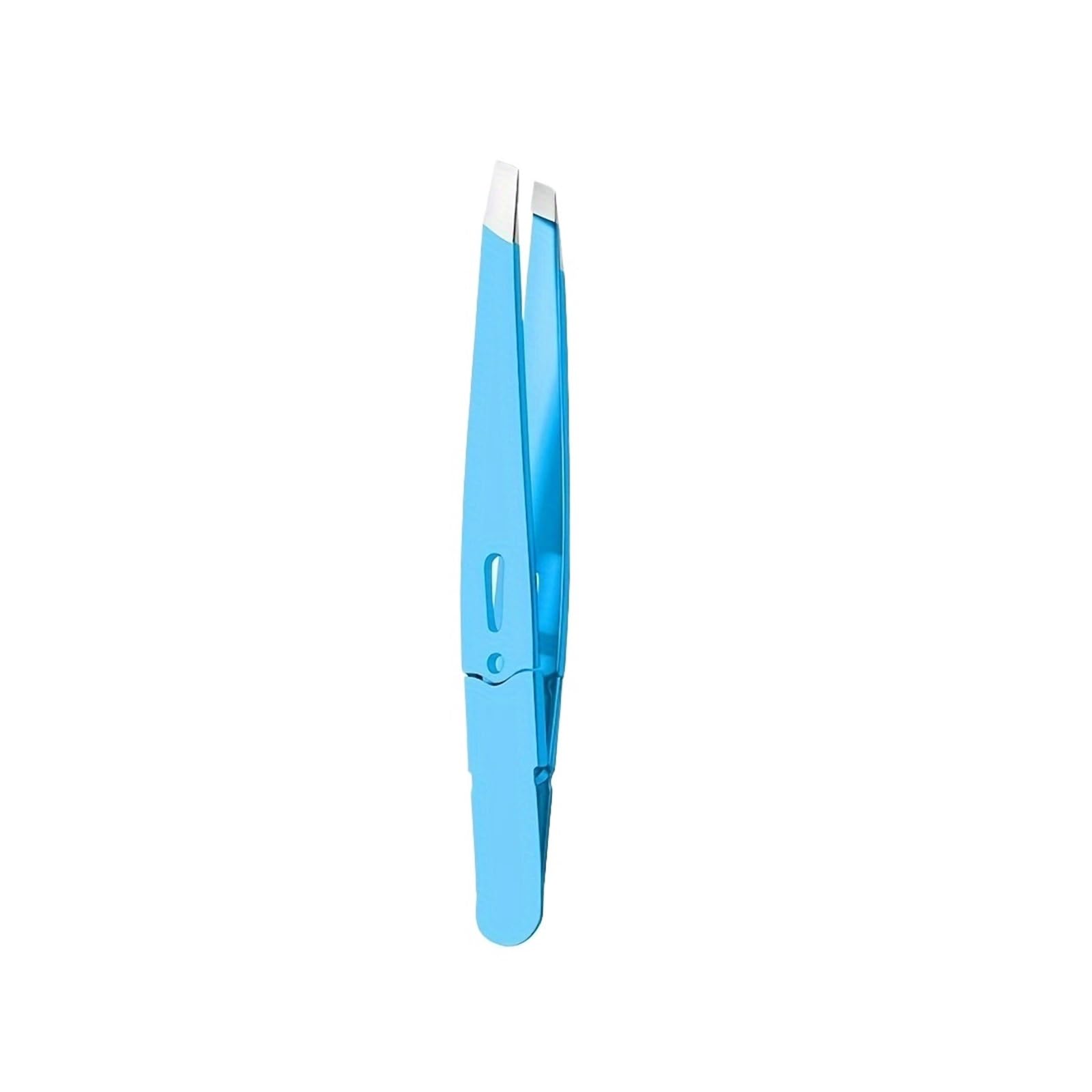 Zgxnyi Blue Eyebrow Tweezers Stainless Steel Eyebrow Tweezers Hollow Colored Multi-Purpose Slanted Mouth Beard Removal Clip(Blue)