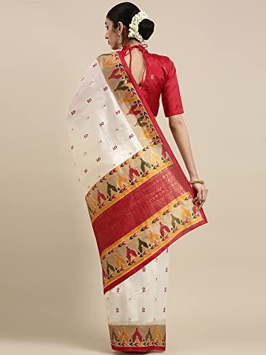 Image of AKHILAM Women's Banarasi Silk Printed Saree With Unstitched Blouse Piece (F013PJ139 Parent)