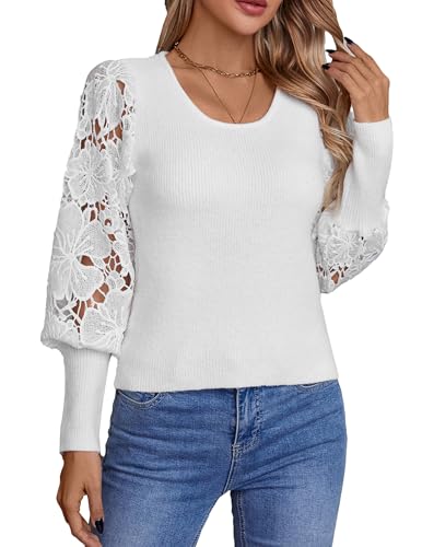 Womens Slim Cute Crochet Flower Sweater Spring 2025 Trendy Lightweight Hollow Out Pullover Tops