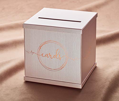 Hayley Cherie - Pink Gift Card Box with Rose Gold Foil Design- Textured Finish - Large Size 10" x 10" - For Wedding Receptions, Baby & Bridal Showers, Sweet 16, Birthdays, 21st Parties, Money - Thumbnail 3