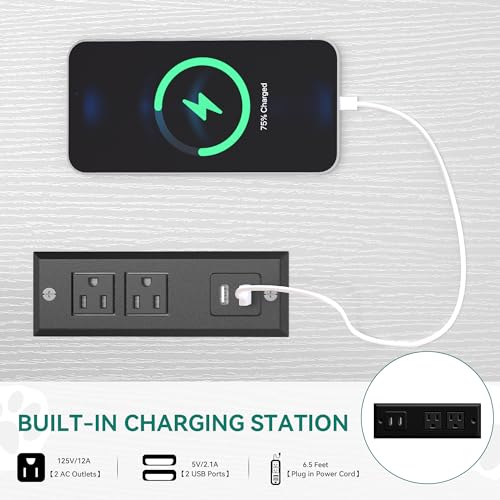 YITAHOME-Dog-Crate-Furniture-with-Dual-USB-Charger-Wooden-Dog-Kennel-End-Table-with-Cushion-Tray-Drawer-for-Small-Dogs-Under-25-lbs-Indoor-Use-White YITAHOME Dog Crate Furniture with Dual USB Charger Wooden Dog Kennel End Table with Cushion Tray Drawer for Small Dogs Under 25 lbs Indoor Use White