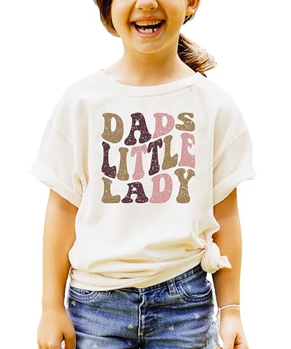 Olive Loves Apple Dad's Little Lady Shirt for Girls Retro Distressed Daddy's Girl Tee for Toddlers and Kids