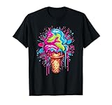 Colorful Melting Ice Cream Cone Drips Summer Treat