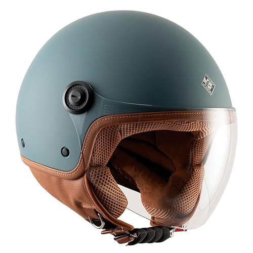 Casco demi jet Tucano Urbano El'Jettin 6.0 azul petróleo talla L para moto y scooter urbanos