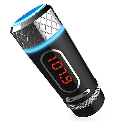 Bluetooth FM Transmitter for Car, Bluetooth Wireless in-Car FM Radio Adapter Car Kit with Hand Free Call Support Voltage Detection, Multi-Angle Rotation