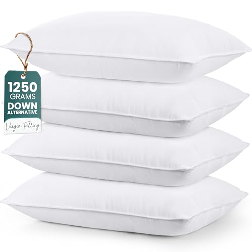 Utopia Bedding Bed Pillows for Sleeping (White) King Size Set of 4 Hotel Pillow Cooling Pillows for Side Back or Stomach Sleepers