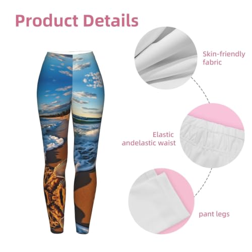 Leggings de compresión suave para mujer con estampado de olas de mar 6