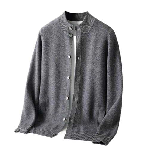 Abrigo de punto de lana con cuello de tortuga para hombre, suéter grueso, suéter informal de negocios, Gris oscuro9, M