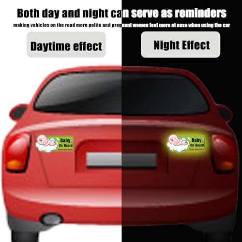 Image of Baby on Board Magnet for Car - Reflective Waterproof Magnetic Sticker Safety Sign, 10.6 inchx5.2 inch Large Size, Strong Car Magnet for Car, Baby Car Accessories, Reusable & Paint-Safe