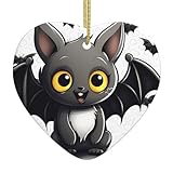 Christmas Heart Hanging Ornament Xmas Tree Decor Ornaments Personalized Cute Bat Christmas Tree Ceramic Hanging for Holiday Decor