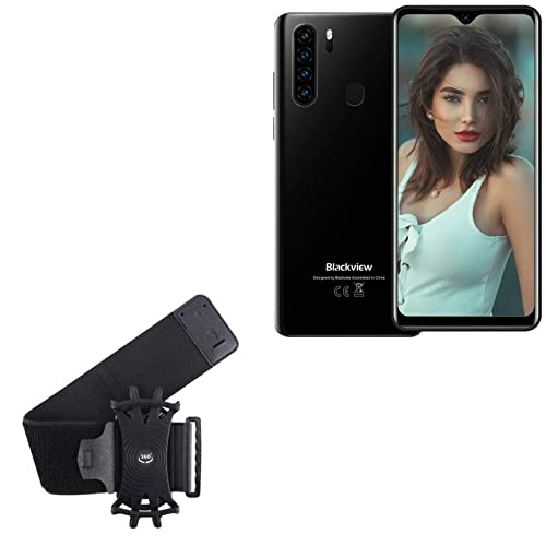 BoxWave Holster Compatible with Blackview A80 Plus - ActiveStretch Sport Armband, Adjustable Armband for Workout and Running - Jet Black