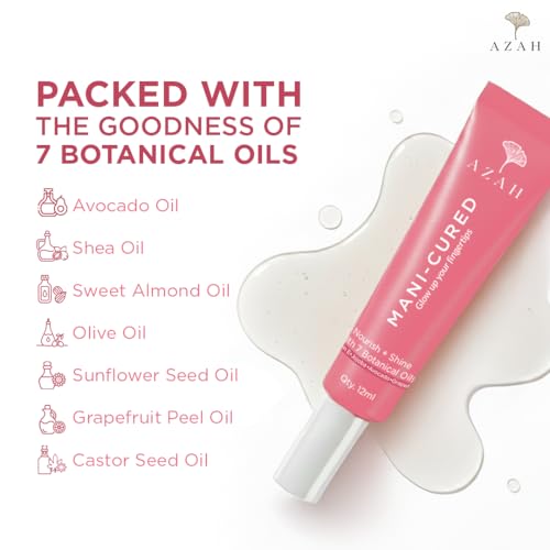 Image of Azah Mani-cured Cuticle Oil For Nails | Strengthens Nails & Nourishes Dry Cuticles | Goodness of Vitamin E, Jojoba, Avocado, Grapefruit | Lightweight & Non-Greasy Formula | 12 ml