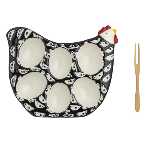 Mud Pie Black Stoneware Black Mini Rooster Deviled Egg