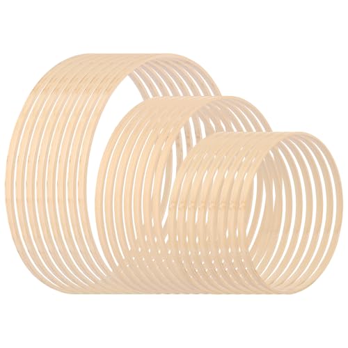 LDXDRU 24 Stück Holzringe zum Basteln 20, 25, 30 cm Makramee Ringe Bambus Floral Hoop Holz Blumenkranz Traumfänger Holzring Bambus Ringe Set für Wickeltechnik, Traumfänger, Floristik, Hochzeitskranz
