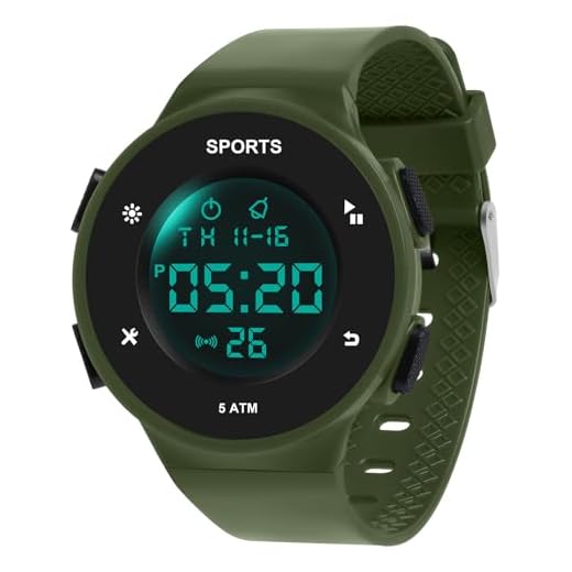 OFFCUP Reloj Digital para Hombre, 5 ATM Impermeable Reloj para Hombre, Reloj Deportivos de Silicona con Luz Trasera LED, Alarma, Fecha, a Prueba de Golpes, Relojes de Pulsera para Hombre (Verde)
