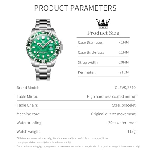Image of OLEVS Multifunctional Chronograph Calendar Watch for Man Diamond Analog Moon Phases Wrist Watches Stainless Steel Waterproof Luminous Mens Watch