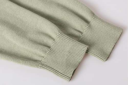 Girls Crewneck Cardigan Sweater Cotton School Uniforms Button Long Sleeve Knit Sweaters Tops（Green,110/3-4Years） #TOP4