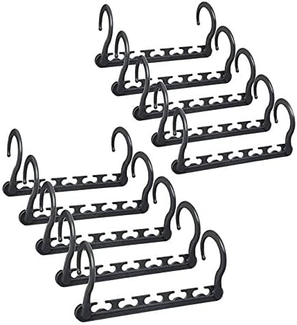 Magic Clothes Hangers, Space Saving Non Slip Hanger Organiser Standard Closet Wardrobe Clothing Shirt Multifunctional Hanging Hooks (10 Pack Hanger Hooks - Black)
