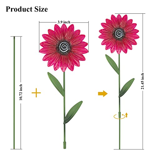 Hofriyo Flower Garden Stakes Decor, Outdoor Metal Colorful Sunflowers Daisy Shaking Head Yard Art, Indoor Outdoor Pathway Patio Lawn Decorations,Rust Proof Metal Flower Stick #TOP5