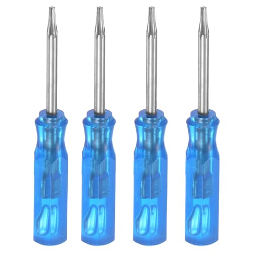 QUARKZMAN 4Pcs Mini Destornillador Torx T5 Cabeza Estrella Magnética 45mm de Longitud para Reparación de Relojes Gafas Electrónica, Azul