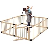 RiZKiZ 木製ベビーサークル 167cm×167cm×55cm 8枚セット 【ナチュラル/ドア付きタイプ】