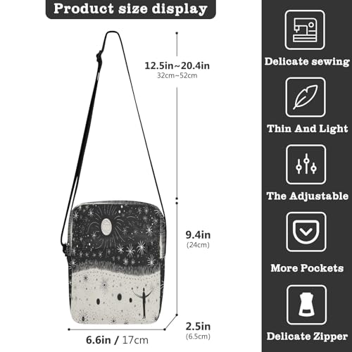 messenger bag for men Small Crossbody Bags Purses Cross Body Bag Adjustable Strap for Outdoor Daily Outdoor Daily- Planet Star White3