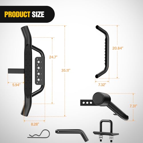 Image of Nilight 36 inch Hitch Step Fits 2 inch Receivers Trailer Towing Drop with Rubber Non-Slip Pad Rear Bumper Guard with 5 /8 inch Hitch Pin Clip & U-Bolts Stabilize for Pickup Truck Car SUV