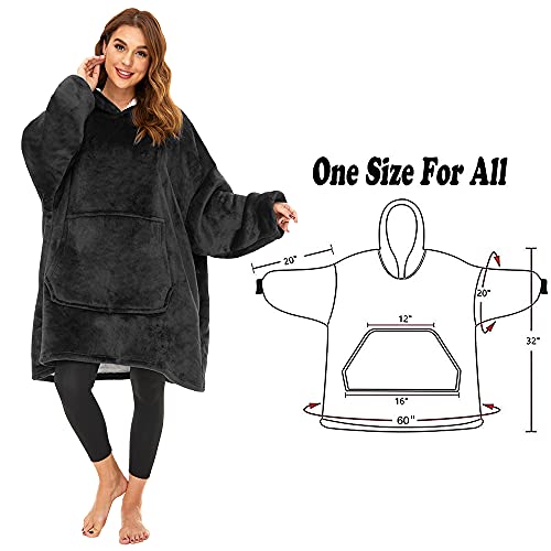 Gentlewarm übergroße Hoodie Sweatshirt mit Kapuze, Tragbare Decken Super Weich und bequem Flanell Oversized Hoodie Decke OneSize für Damen, Teenager mädchen