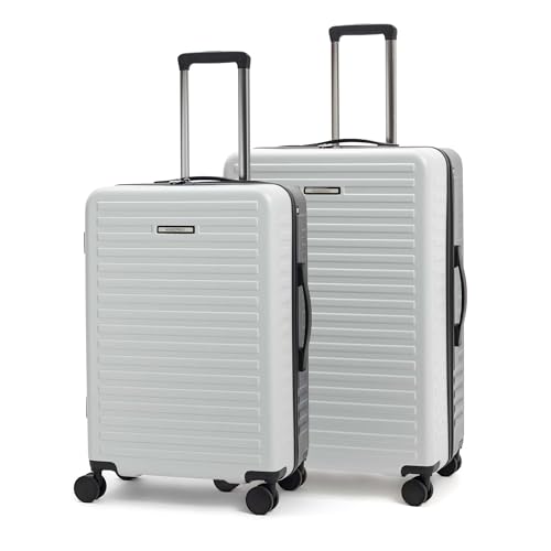 Image of Assembly Trolley Bags Set of 2- Cabin Small + Check-in Medium with TSA Locks & 8 Spinner Wheels, Polycarbonate Hard Shell Trolley Bag Set for Business Travel & Vacations, Blue-White, 24+28 Inch